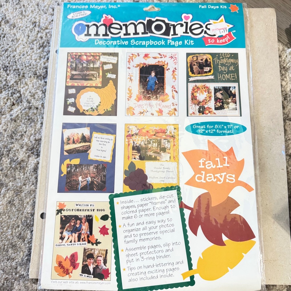 Frances Meyer Fall Days Decorative Scrapbook‎ Page Kit Vintage 1996 5020-023 New